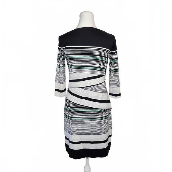 J. McLaughlin Women's Striped Sheath Dress Size S Black White Green - Picture 2 of 9